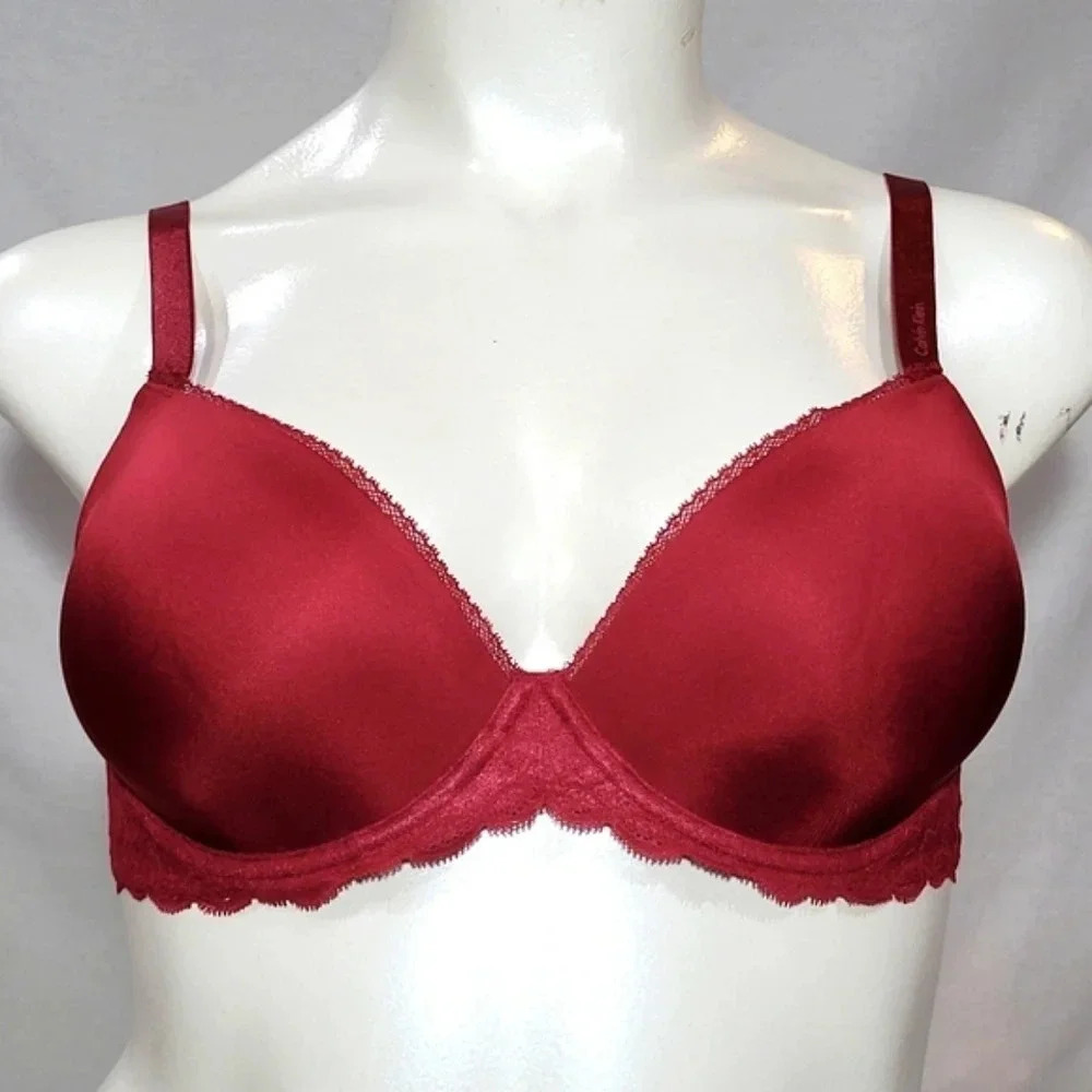 38D Calvin Klein QF1444 Customized Lift‎ Push Up Underwire Bra Cranberry NWT